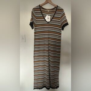 Lisa Todd “Bonfire” open knit boho maxi dress